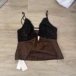 Abercrombie and Fitch The A&F Bella Tie-Front Cami in Chestnut Brown